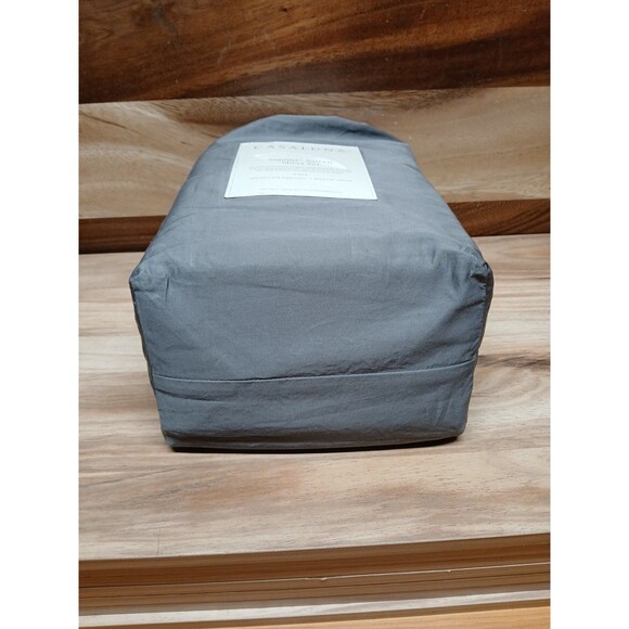 Casaluna Supima Sateen Solid Sheet Set 500 Thread Count Dark Gray Full Sized - Picture 5 of 6